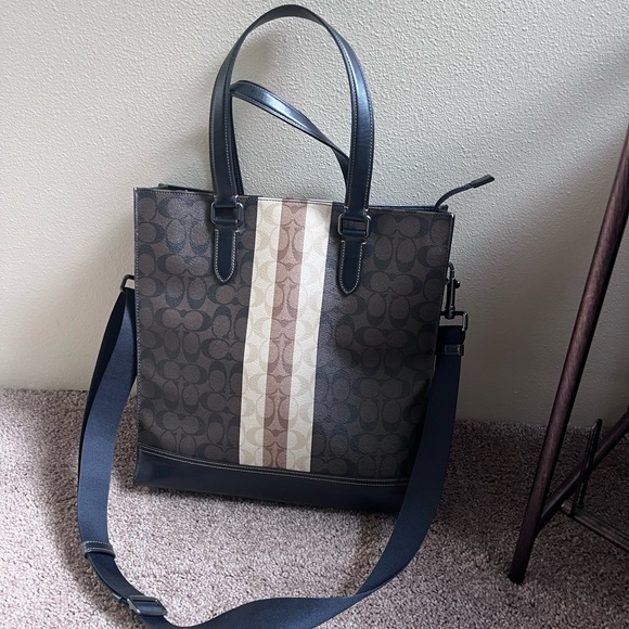 Coach Brown and Black Messenger Bag with Signature Design - Picture 2 of 3